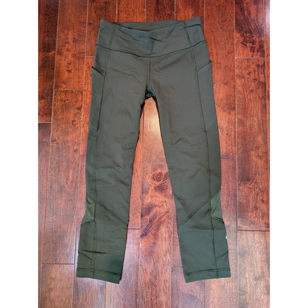 Lululemon Pace Rival Crop Full-On Luxtreme 22" Dark Olive Green Mesh Leggings